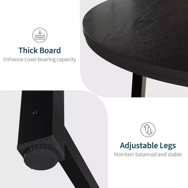 Table à manger ronde de 120 cm pour 4 personnes, table de salle à manger de cuisine avec cadre en métal robuste, table de cuisine circulaire en bois pour gagner de la place