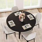 47 Wide Round Dining Table for 4, Kitchen Dining Room Table with Sturdy Metal Frame, Wood Circle Kitchen Table for Space Saving