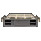 Luxystar Lit plateforme moderne Queen avec 4 tiroirs et rangement intégré au pied de lit