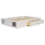 Luxystar Lit plateforme moderne Queen avec 4 tiroirs et rangement intégré au pied de lit