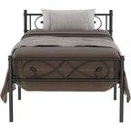 Cadre de lit plateforme, Métal avec tête de lit au design unique, Rangement sous le lit, Pas besoin de sommier tapissier, Assemblage facile sans bruit