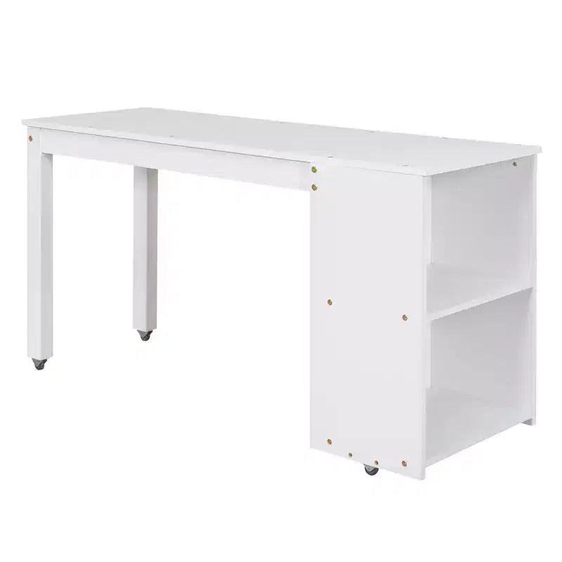 Lit mezzanine bas grand format Luxystar avec bureau roulant, 3 tiroirs et étagères