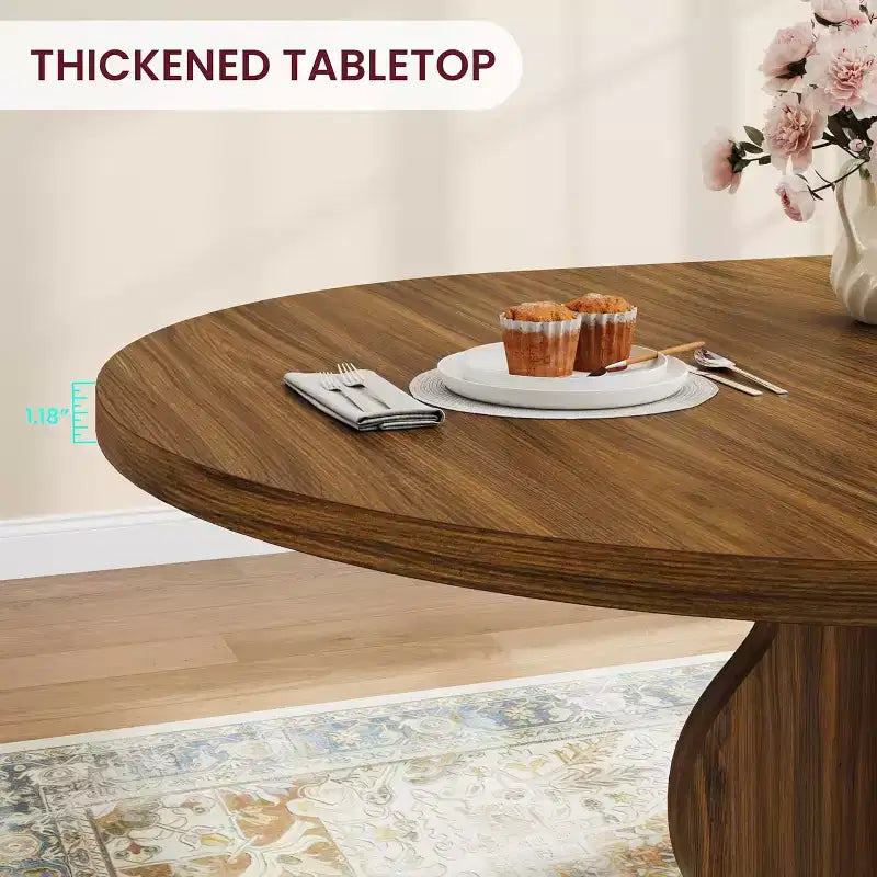 Table à manger ronde extensible de 63 pouces pour 4 à 8 personnes, table de cuisine ovale de style rustique avec cadre métallique robuste et pieds plus larges pour appartements