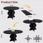 Table à manger ronde extensible de 63 pouces pour 4 à 8 personnes, table de cuisine ovale de style rustique avec cadre métallique robuste et pieds plus larges pour appartements