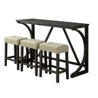Ensemble de salle à manger GDFStudio Carter 3 pièces de hauteur comptoir en bois de style transitionnel avec table de recharge USB et tabourets rembourrés capitonnés à boutons