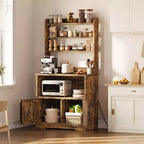 Meuble support de micro-ondes de ferme avec prise de courant et ports USB, plan de travail épaissi, organisateur d'appareils de cuisine pour salon, salle à manger