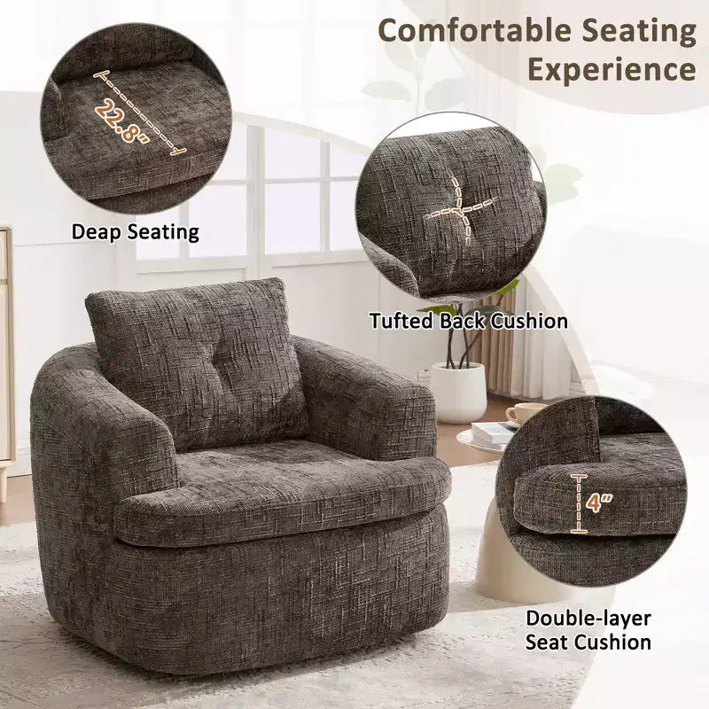 Fauteuil d'appoint pivotant à 360° GDFStudio Jeff avec coussin double couche