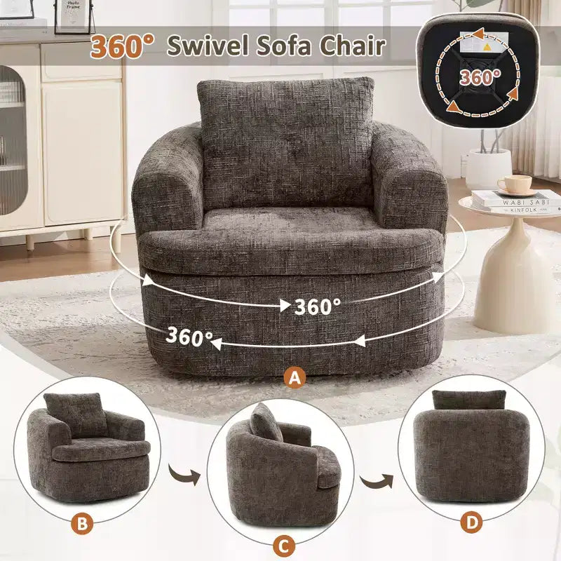Fauteuil d'appoint pivotant à 360° GDFStudio Jeff avec coussin double couche