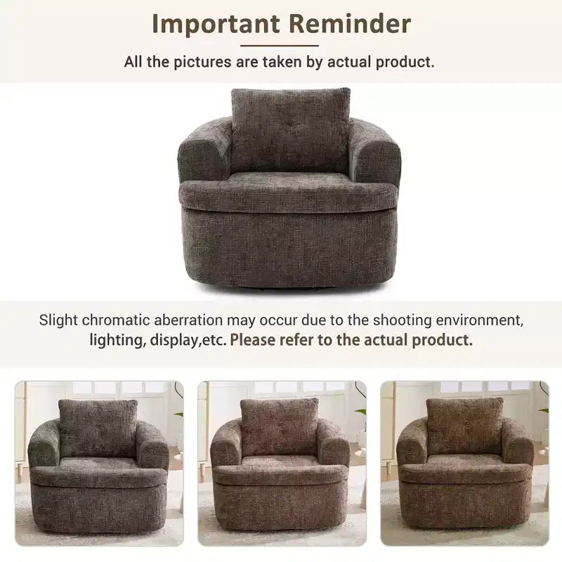 Fauteuil d'appoint pivotant à 360° GDFStudio Jeff avec coussin double couche