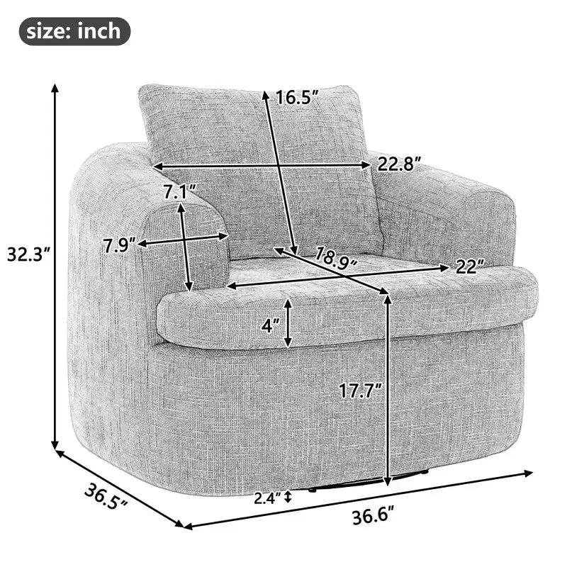 Fauteuil d'appoint pivotant à 360° GDFStudio Jeff avec coussin double couche