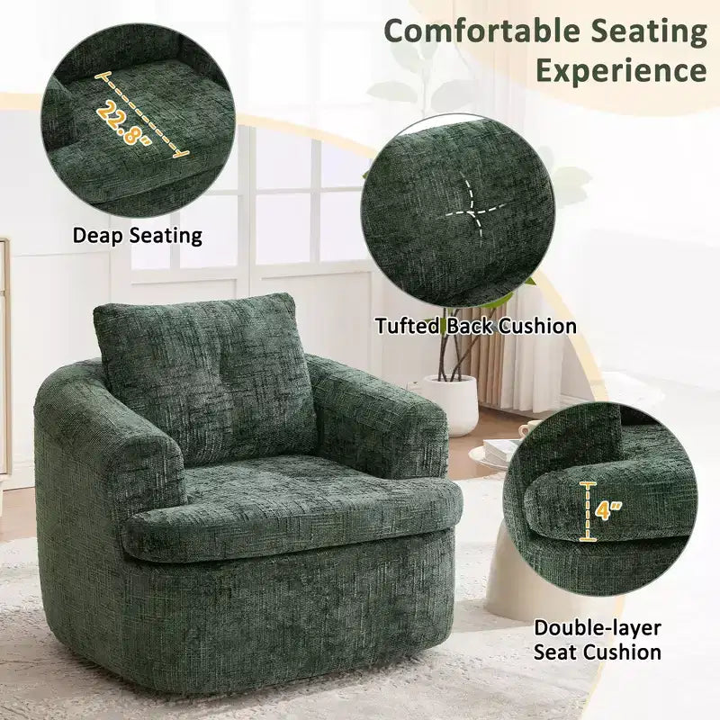 Fauteuil d'appoint pivotant à 360° GDFStudio Jeff avec coussin double couche