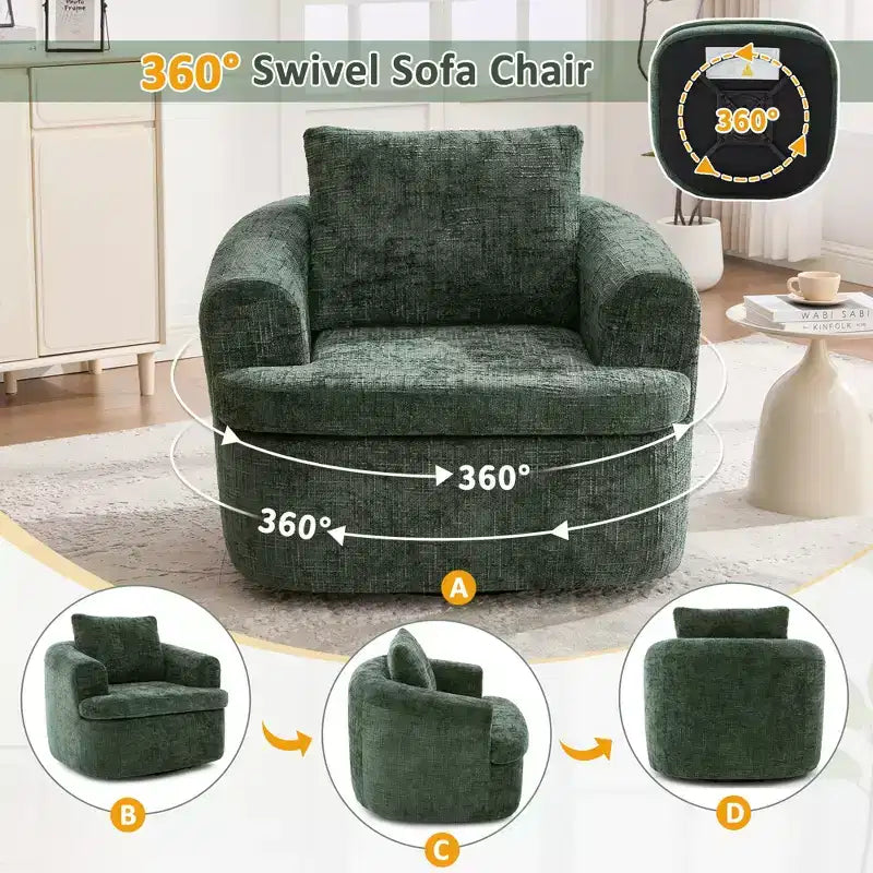 Fauteuil d'appoint pivotant à 360° GDFStudio Jeff avec coussin double couche