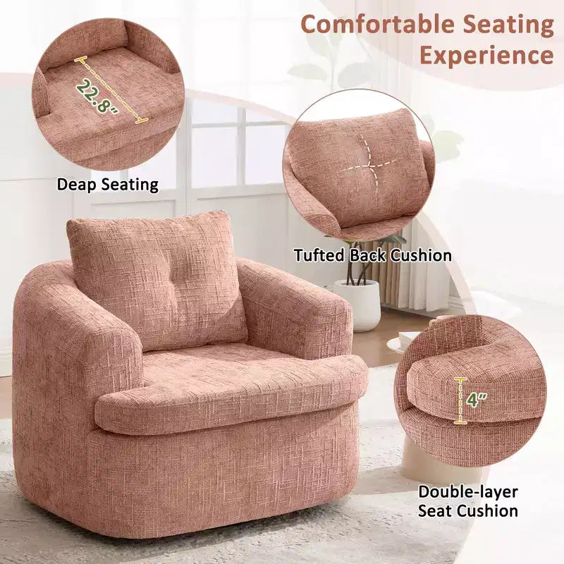 Fauteuil d'appoint pivotant à 360° GDFStudio Jeff avec coussin double couche