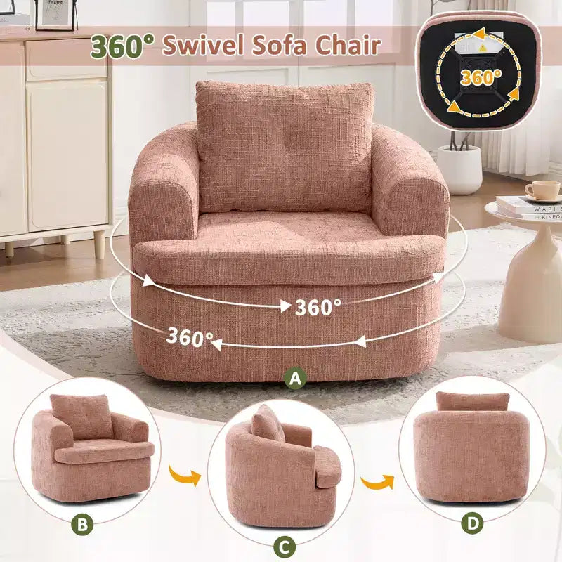 Fauteuil d'appoint pivotant à 360° GDFStudio Jeff avec coussin double couche