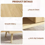 Table basse bohème en bois avec portes coulissantes en rotin et étagère de rangement, table centrale de style Mid-Century avec compartiments cachés pour salon et chambre