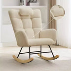 Fauteuil à bascule pour chambre d'enfant, fauteuil à bascule planeur en tissu teddy avec dossier haut, fauteuil de lecture pour chambre à coucher, salon, sans pouf.