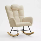 Fauteuil à bascule pour chambre d'enfant, fauteuil à bascule planeur en tissu teddy avec dossier haut, fauteuil de lecture pour chambre à coucher, salon, sans pouf.