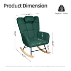 Fauteuil à bascule pour chambre d'enfant, fauteuil à bascule planeur en tissu teddy avec dossier haut, fauteuil de lecture pour chambre à coucher, salon, sans pouf.