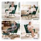 Fauteuil à bascule pour chambre d'enfant, fauteuil à bascule planeur en tissu teddy avec dossier haut, fauteuil de lecture pour chambre à coucher, salon, sans pouf.