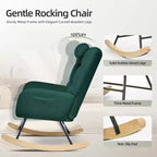 Fauteuil à bascule pour chambre d'enfant, fauteuil à bascule planeur en tissu teddy avec dossier haut, fauteuil de lecture pour chambre à coucher, salon, sans pouf.
