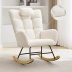 Fauteuil à bascule pour chambre d'enfant, fauteuil à bascule planeur en tissu teddy avec dossier haut, fauteuil de lecture pour chambre à coucher, salon, sans pouf.