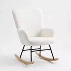 Fauteuil à bascule pour chambre d'enfant, fauteuil à bascule planeur en tissu teddy avec dossier haut, fauteuil de lecture pour chambre à coucher, salon, sans pouf.