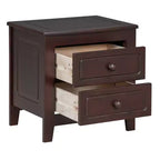 Table de chevet moderne du milieu du siècle avec LED/veilleuse, 2 tiroirs, en bois massif (WF308187AAD)