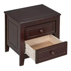 Table de chevet moderne du milieu du siècle avec LED/veilleuse, 2 tiroirs, en bois massif (WF308187AAD)