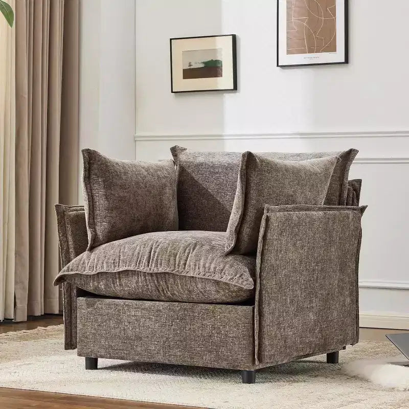 VINGLI Fauteuils d'appoint, Vert 34 Largeur Fauteuil de Lecture Surdimensionné Fauteuil Rembourré Tissu Chenille Doux Chaises de Salon Canapé