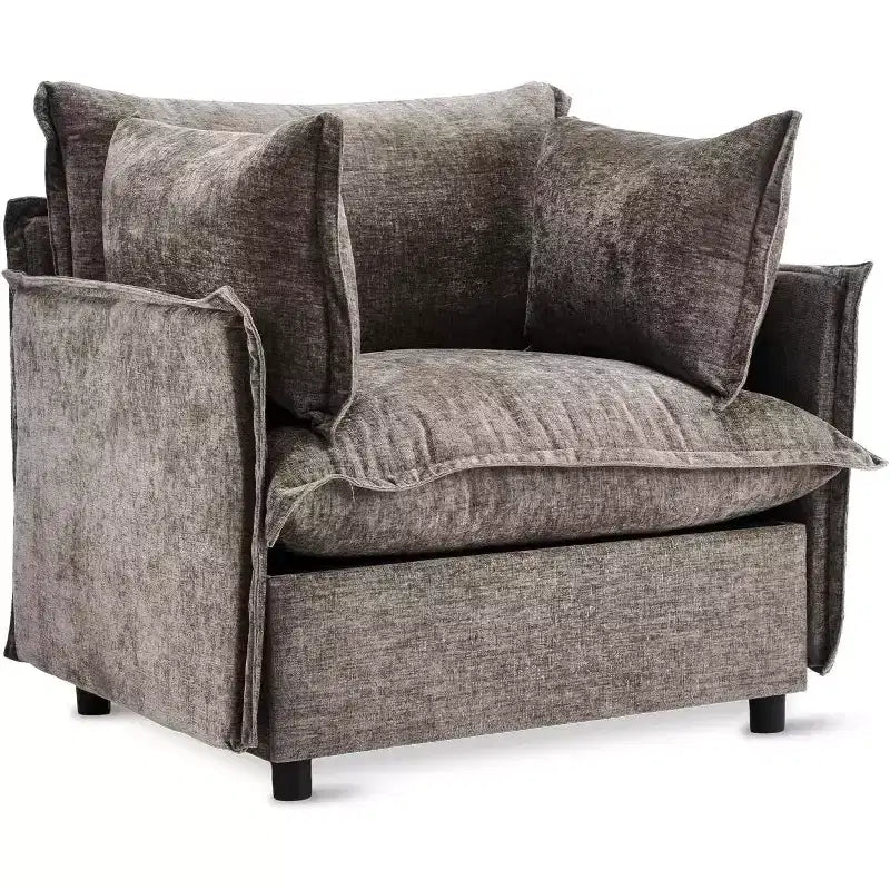 VINGLI Fauteuils d'appoint, Vert 34 Largeur Fauteuil de Lecture Surdimensionné Fauteuil Rembourré Tissu Chenille Doux Chaises de Salon Canapé