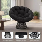 Fauteuil à bascule de patio surdimensionné, rotin tressé à la main, fauteuil en osier ergonomique, cadre en acier robuste, base pivotante à 360°