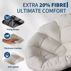 Fauteuil à bascule de patio surdimensionné, rotin tressé à la main, fauteuil en osier ergonomique, cadre en acier robuste, base pivotante à 360°