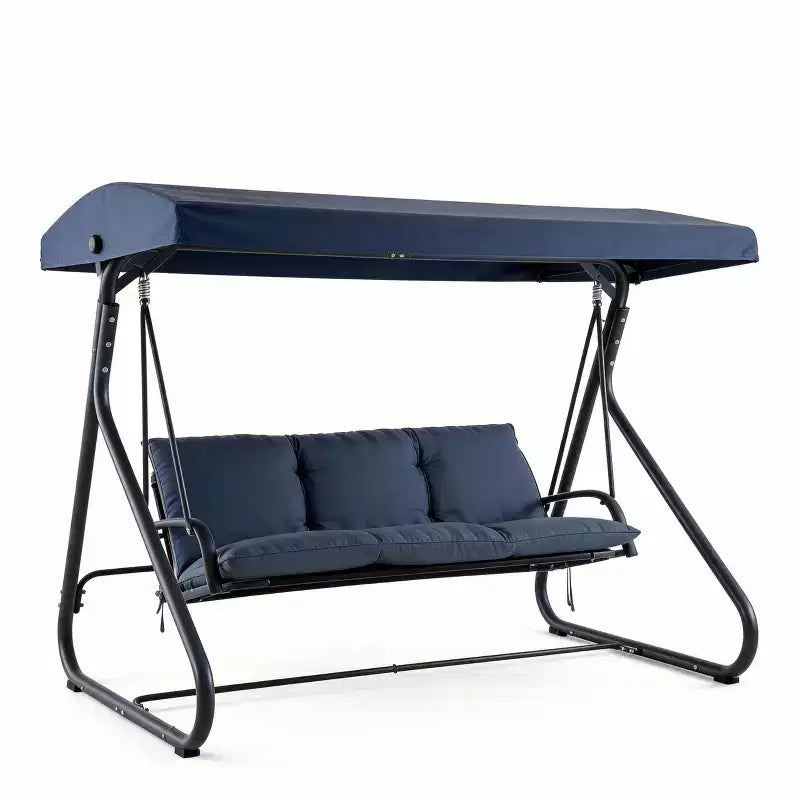 Balançoire-planeur de jardin convertible à 3 places, auvent réglable, coussins amovibles, capacité de charge de 340 kg, coussins amovibles, cadre métallique robuste