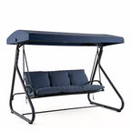 Balançoire-planeur de jardin convertible à 3 places, auvent réglable, coussins amovibles, capacité de charge de 340 kg, coussins amovibles, cadre métallique robuste