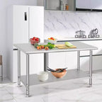 Garvee Table de travail commerciale 60 x 24, Table de préparation en acier inoxydable robuste pour cuisine, restaurant
