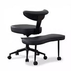 Chaise de bureau ergonomique à pattes croisées avec support lombaire, chaise de méditation pivotante à 360°