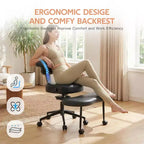 Chaise de bureau ergonomique à pattes croisées avec support lombaire, chaise de méditation pivotante à 360°