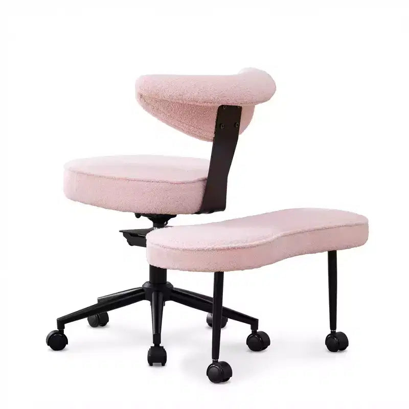 Chaise de bureau ergonomique à pattes croisées avec support lombaire, chaise de méditation pivotante à 360°