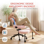 Chaise de bureau ergonomique à pattes croisées avec support lombaire, chaise de méditation pivotante à 360°
