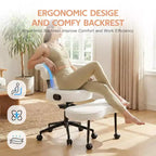 Chaise de bureau ergonomique à pattes croisées avec support lombaire, chaise de méditation pivotante à 360°