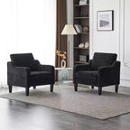 VINGLI Chaises de salon, fauteuil d'appoint noir, coussin d'assise de 14 cm d'épaisseur, chaise confortable en chenille douce, fauteuil tapissé.