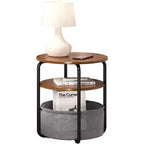 Table d'appoint ronde à 3 niveaux avec panier de rangement, table de chevet petite, de 60 cm de hauteur, pour salon, chambre à coucher