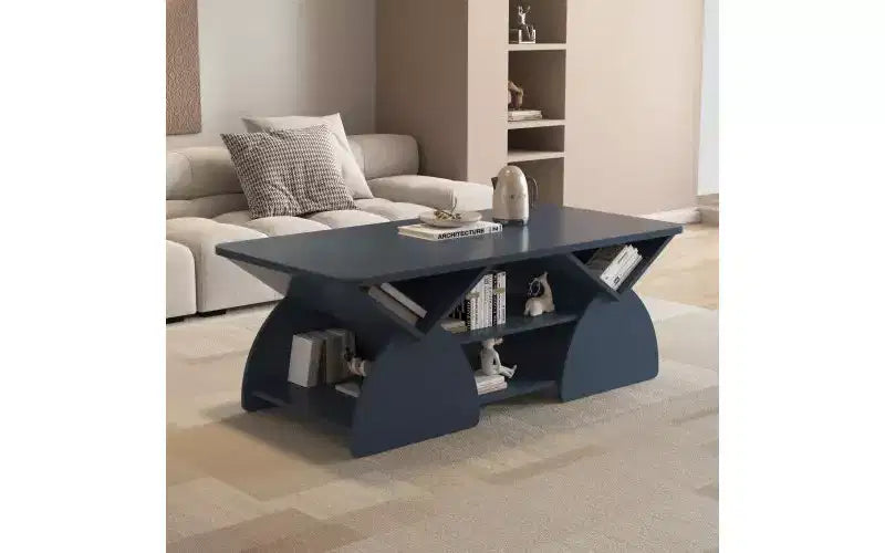 Table basse rectangulaire avec étagères ouvertes et cadre en bois composite, table de rangement facile à assembler pour le salon ou le bureau à domicile