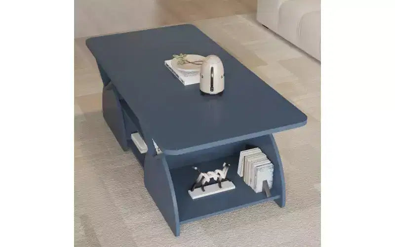 Table basse rectangulaire avec étagères ouvertes et cadre en bois composite, table de rangement facile à assembler pour le salon ou le bureau à domicile