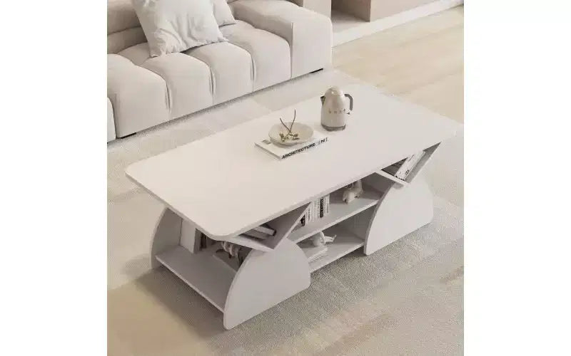 Table basse rectangulaire avec étagères ouvertes et cadre en bois composite, table de rangement facile à assembler pour le salon ou le bureau à domicile