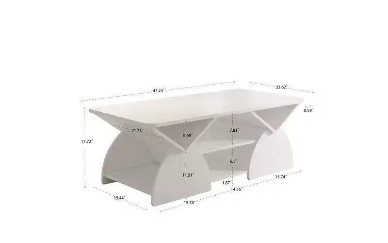 Table basse rectangulaire avec étagères ouvertes et cadre en bois composite, table de rangement facile à assembler pour le salon ou le bureau à domicile