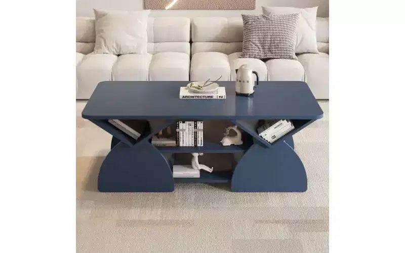 Table basse rectangulaire avec étagères ouvertes et cadre en bois composite, table de rangement facile à assembler pour le salon ou le bureau à domicile