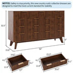 Commode COZONY 54 po de large à 9 tiroirs, coffre moderne en bois avec motif ondulé cannelé et poignées métalliques
