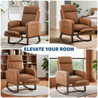 Fauteuil à bascule de puériculture avec repose-pieds réglable – Rocker planeur capitonné avec poche latérale pour salon, chambre, chambre de bébé