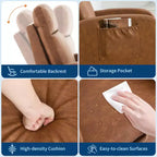 Fauteuil à bascule de puériculture avec repose-pieds réglable – Rocker planeur capitonné avec poche latérale pour salon, chambre, chambre de bébé